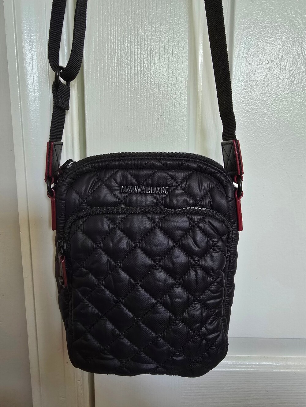 MZ Wallace Black Quilted Crossbody with Tan Logo Accent NWOT - Picture 3 of 10